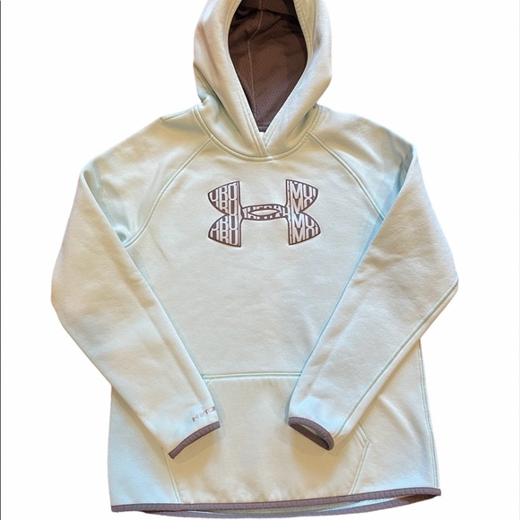 Under Armour Girls Storm1 Logo Cool Mint Fleece Loose Pullover Hoodie Size YLG - Picture 2 of 9